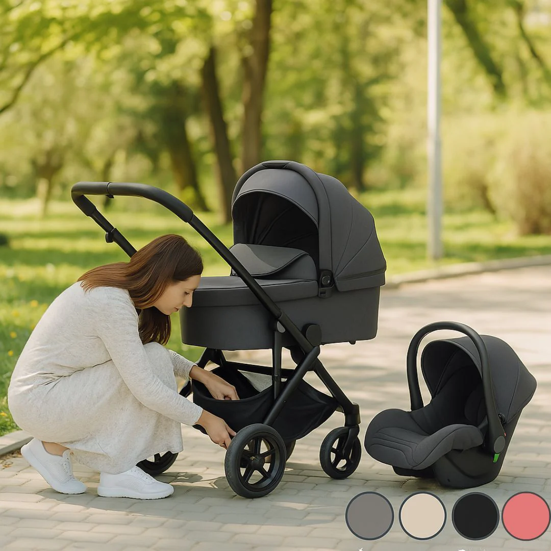 Twinky 4-in-1 Kinderwagen - Soft Pink (Buggy, Autostoel & Reisbedje in 1) - Image 5