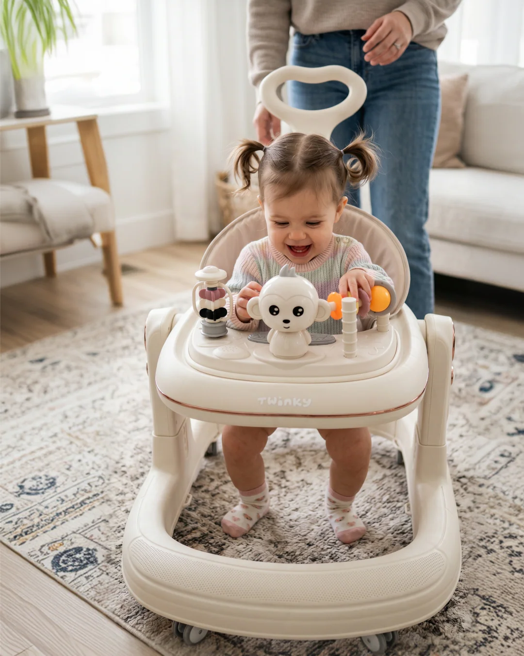 Twinky Babywalker GO - 2-in-1 Loopstoel & Loopwagen - Cream - Image 4