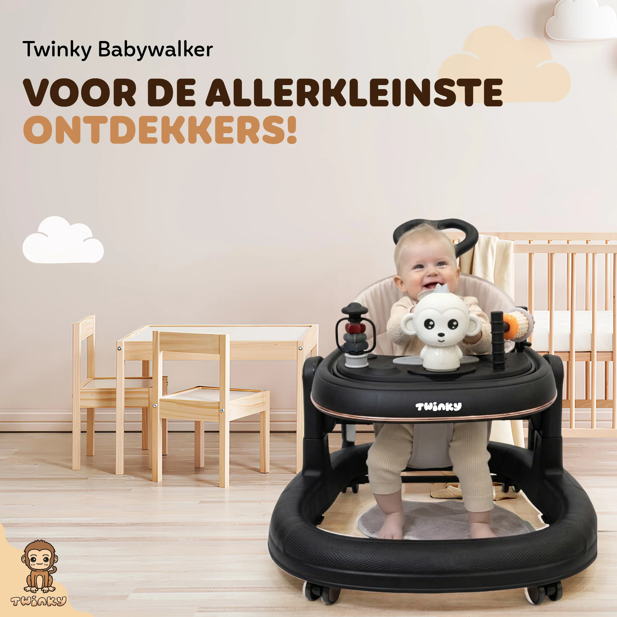 Twinky Babywalker GO - 2-in-1 Loopstoel & Loopwagen - Black - Image 11