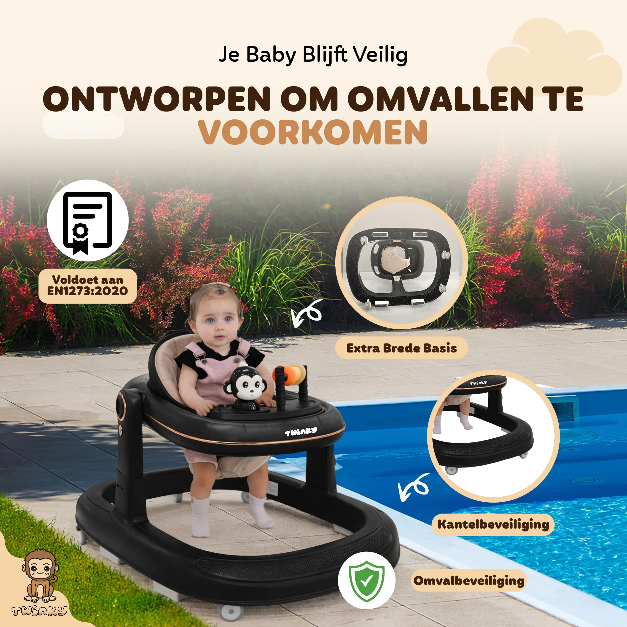 Twinky Babywalker GO - 2-in-1 Loopstoel & Loopwagen - Black - Image 4