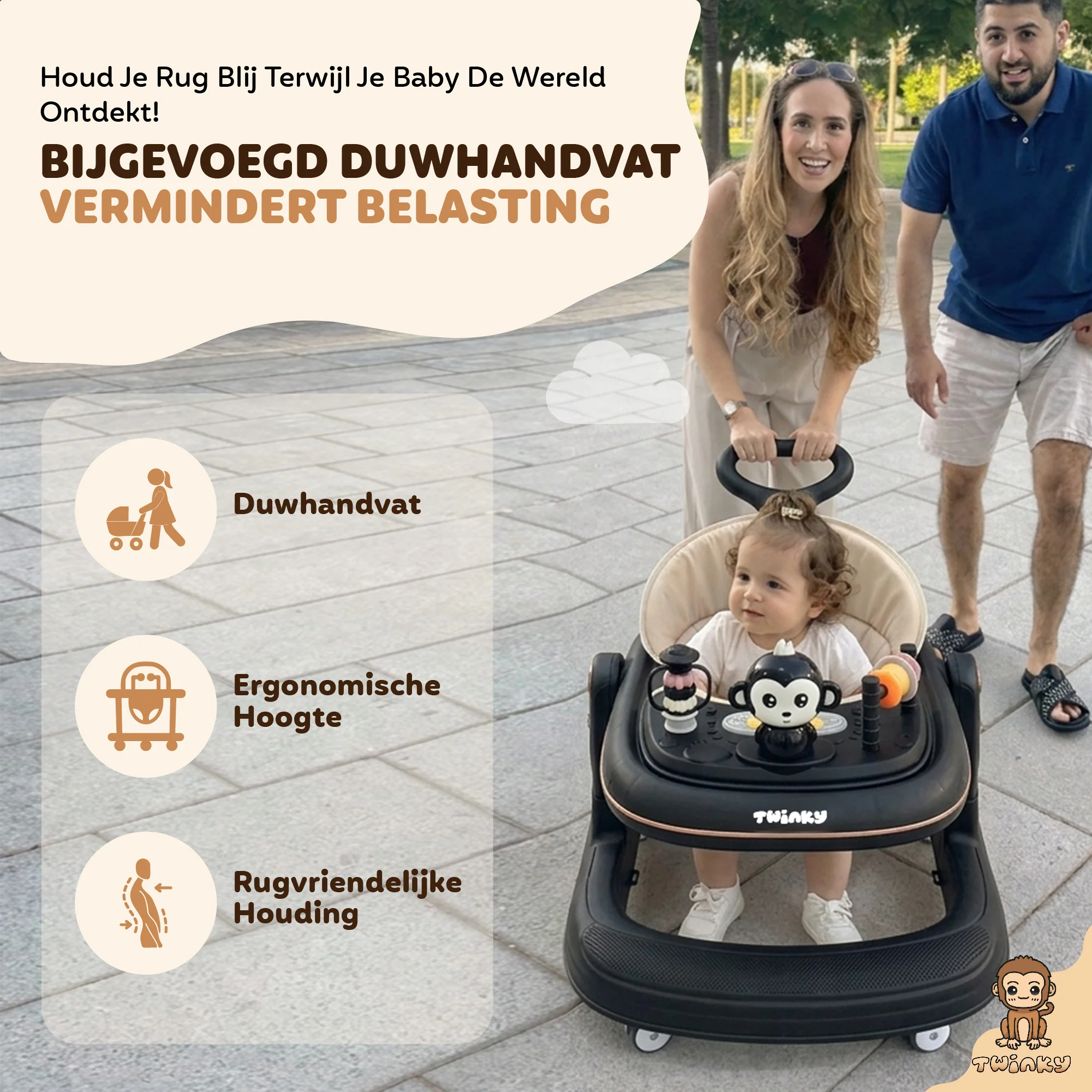 Twinky Babywalker GO - 2-in-1 Loopstoel & Loopwagen - Black - Image 6
