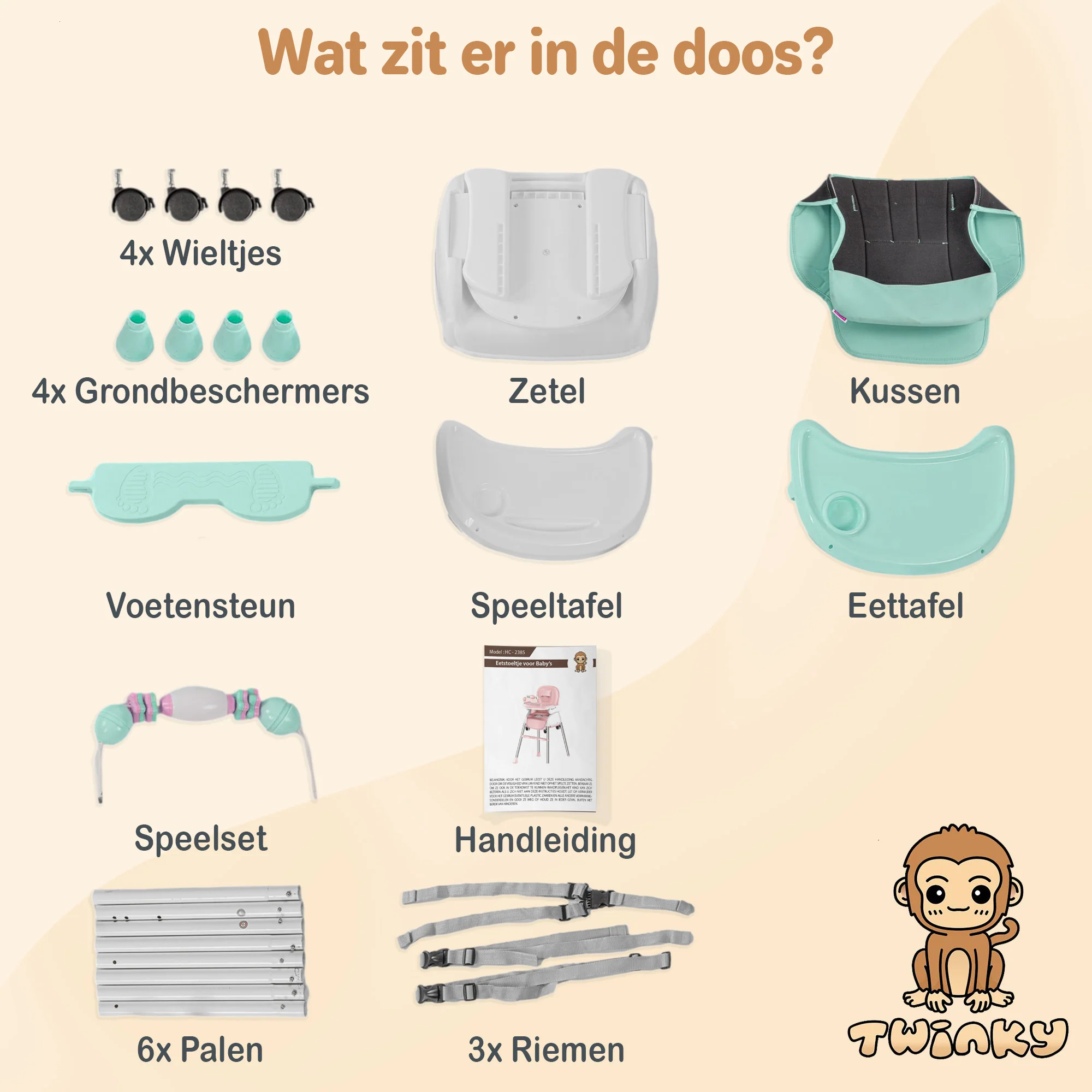 Twinky Kinderstoel - Mint Groen - Image 8