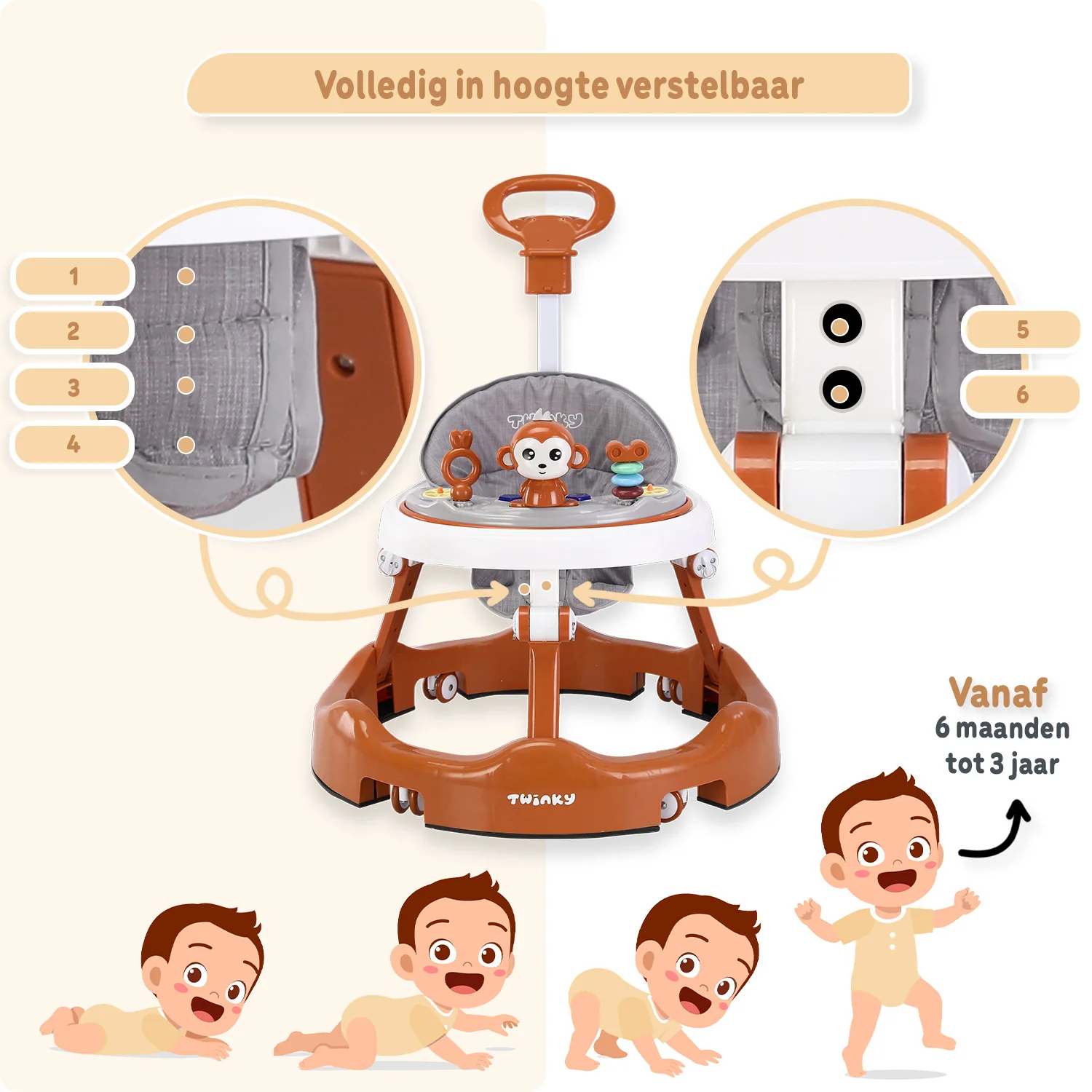 Twinky Babywalker - Loopstoel Brown - Image 3